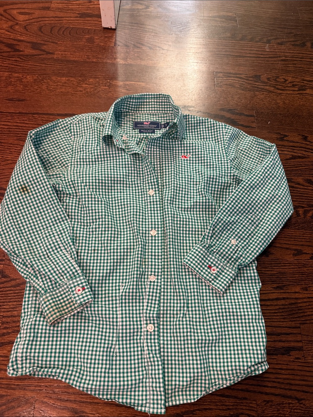 Vineyard Vines Green Gingham Long-Sleeve Button-Up Shirt